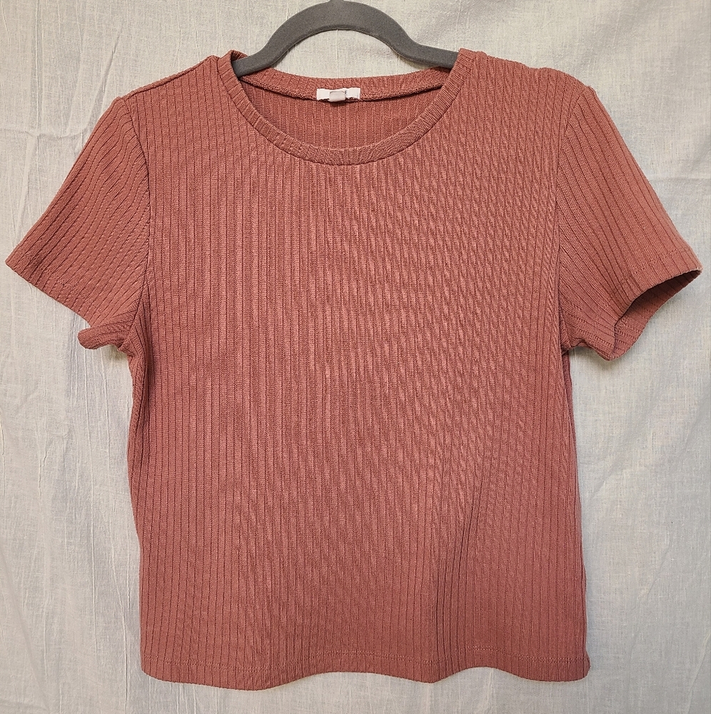 Cropped Ribbed T-Shirt